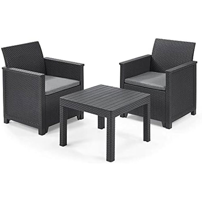 Ensemble de meubles de jardin en rotin - KETER - Emma - Graphite - Facile à monter et dexcellente qualité