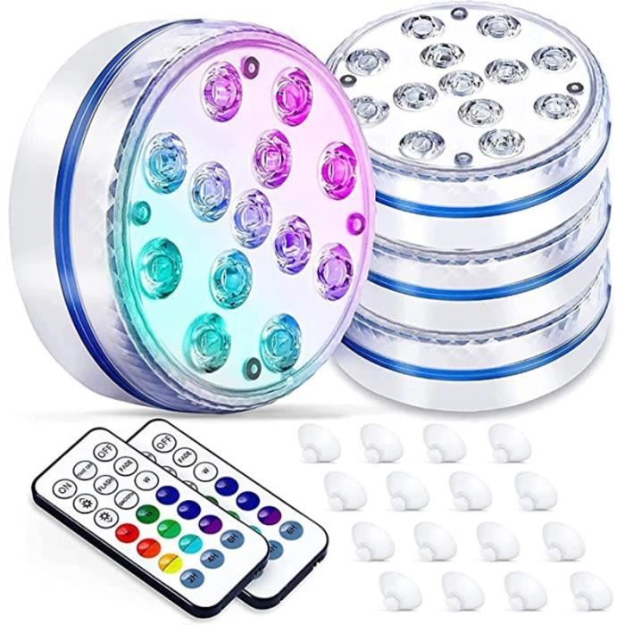 Projecteurs LED Submersibles Greensun RGB IP68 - Lot De 4 - Télécommande 24 Modes - Pour Piscine, Jardin, Aquarium