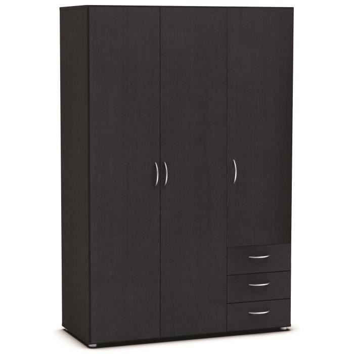 Lol3 Armoire De Chambre Style Contemporain Decor Ebene L 121 Cm