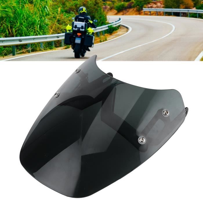 Pare-brise Moto Universel Fumé - Déflecteur Vent Réglable 360° - Compatible Guidons 22-25mm