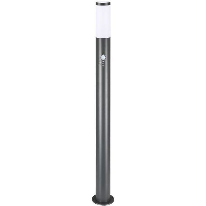 Lampadaire extérieur 100 cm Luminaire de jardin E27 avec détecteur de mouvement - Acier inoxydable - Anthracite