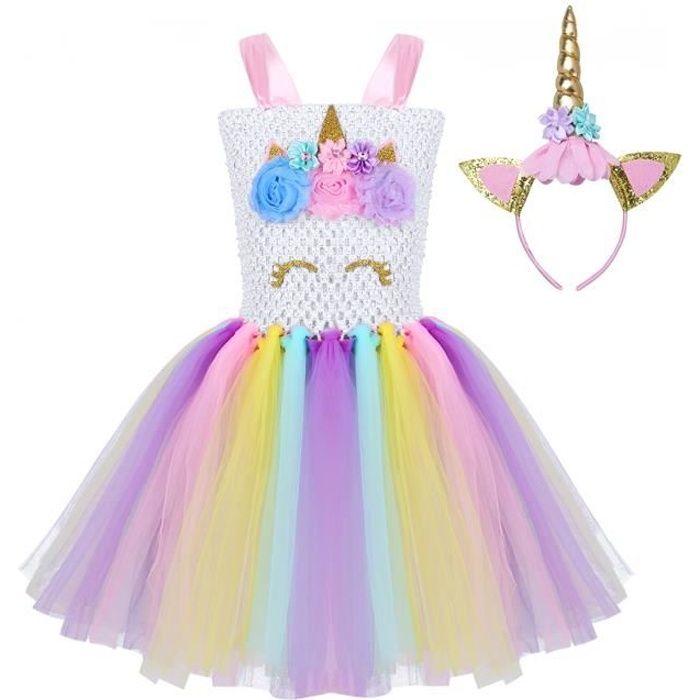 Deguisement Licorne Robe Danse Fille Carnaval Latine Party Costume