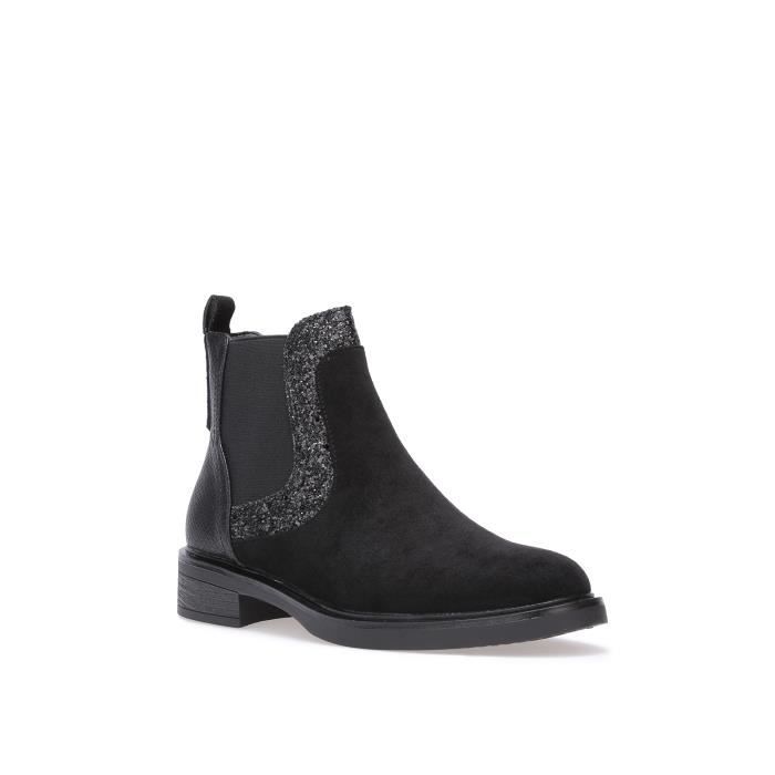 Bottines Chelsea Femme Noir Elastique Multi matieres a paillettes Noir Cdiscount Chaussures