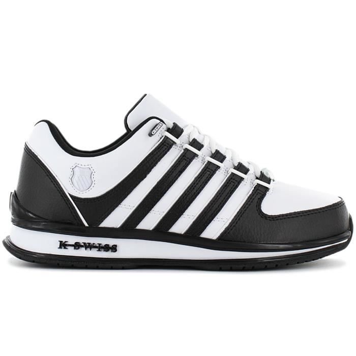 K-SWISS K-Swiss Rinzler - Hommes Cuir Sneakers Baskets Chaussures Blanc-Noir 01235-944-M
