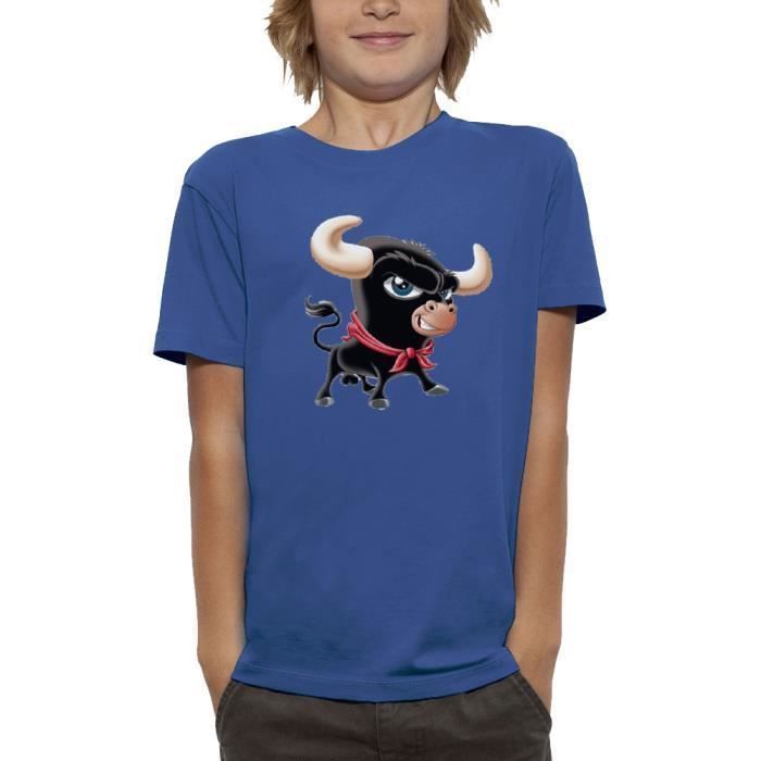 T Shirt Petit Taureau Pixel Evolution Enfant Bleu Royal Cdiscount Pret A Porter