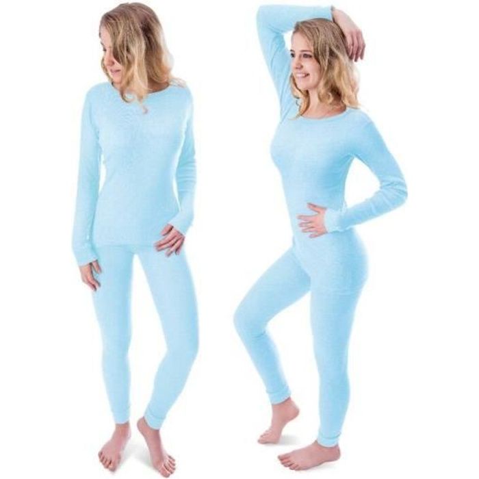 RIGPA Ensemble de sous-vêtements thermiques pour femme avec manches longues pour l/'hiver