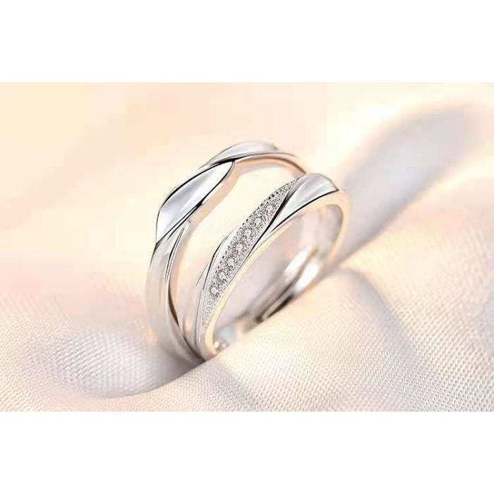 bague couple Infinite U Bague femme homme en argent 925 élégant et simple cadeau d'Anniversaire et de Noël bague de mariage fiançailles Taille de Bague 49 à 64 