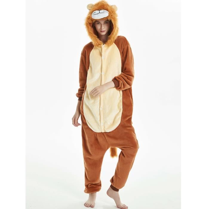 NOUVEAUTÉ Combinaison animaux pyjama Femme et Homme grenouillère adulte ado  cartoon chemise de nuit VêtemenTs Masculin - Lion