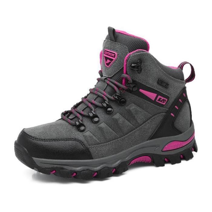 Alpinisme Chaussures Montantes Femme Randonnée Suédé Cuir Imperméablre  Maintien - Gris - Cdiscount Sport
