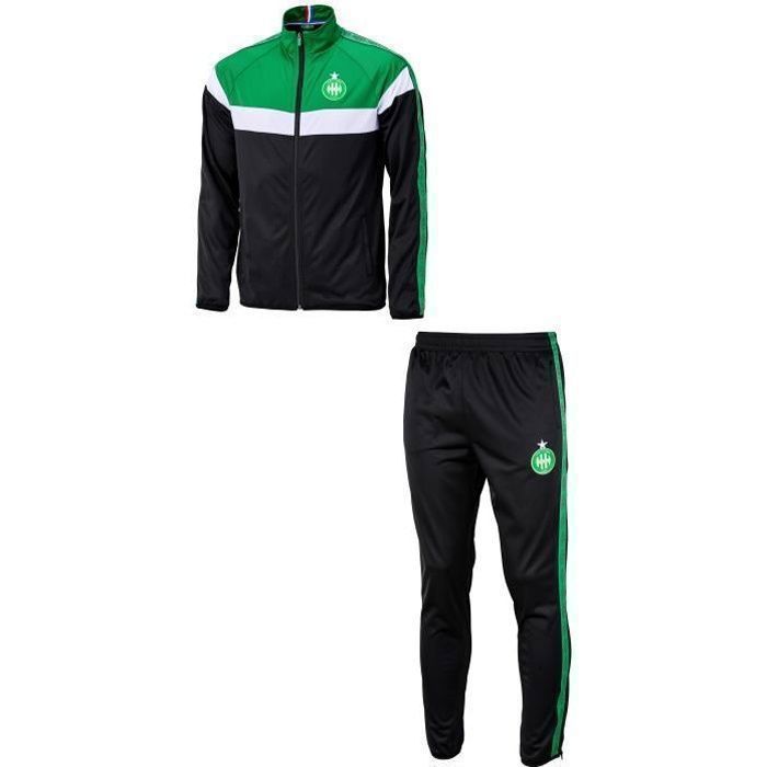 Veste Vintage ASSE Saint-Étienne Football - Survêtement Polyester Noir Et Vert - Taille M