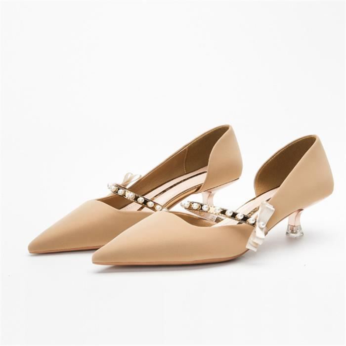 Escarpins J.Crew Cuir Marron - Talons Hauts Avec Perles - Taille US 9 (EU 39,5)