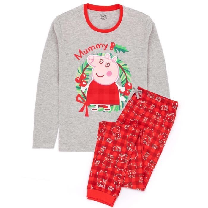 Ensemble de pyjama Peppa Pig Papa Pig George Pig Maman Pig Peppa Pig Noel Rouge gris Rouge gris Cdiscount Pret a Porter