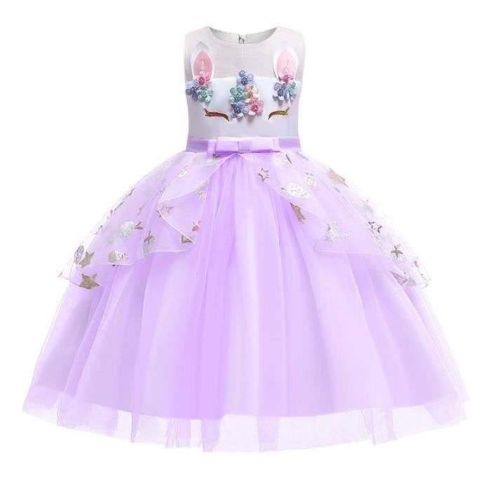 Amzbarley Robe Unicorn De Princesse Pour Enfants Cosplay à Volants Pour ...