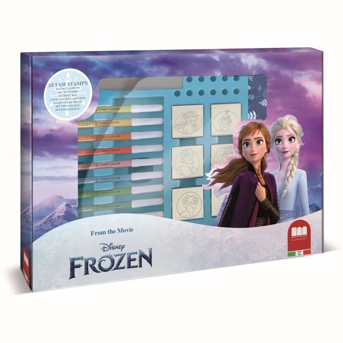 Coffret Scrapbooking La Reine Des Neiges - 7 Tampons + Feutres + Gabarits - Activité Créative Enfant