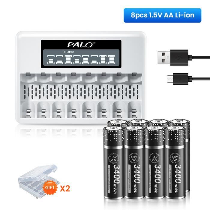 aa 1.5v 3400mwh batteria ricaricabile - ion litio, potenza, tensione stabile, ricarica usb-c a , cavo di ricarica - elettronica