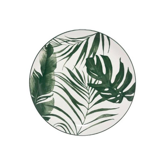 Lot de 6 Assiettes Plates Palme 26cm Vert