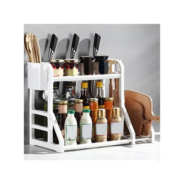 qiilu étagère debout polyvalente de cuisine étagère de rangement de cuisine étagère d'angle mobile étagère à epicerie sachet blanc