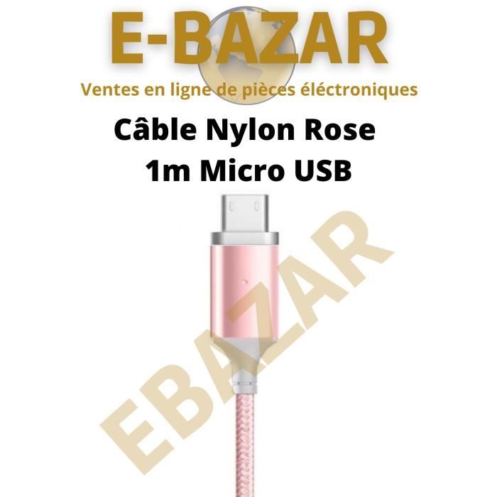 Câble Nylon 1m Micro USB Samsung J A : 4 5 6 7 et tous les mobiles compatible Micro USB Huawei Asus Nokia LG...etc