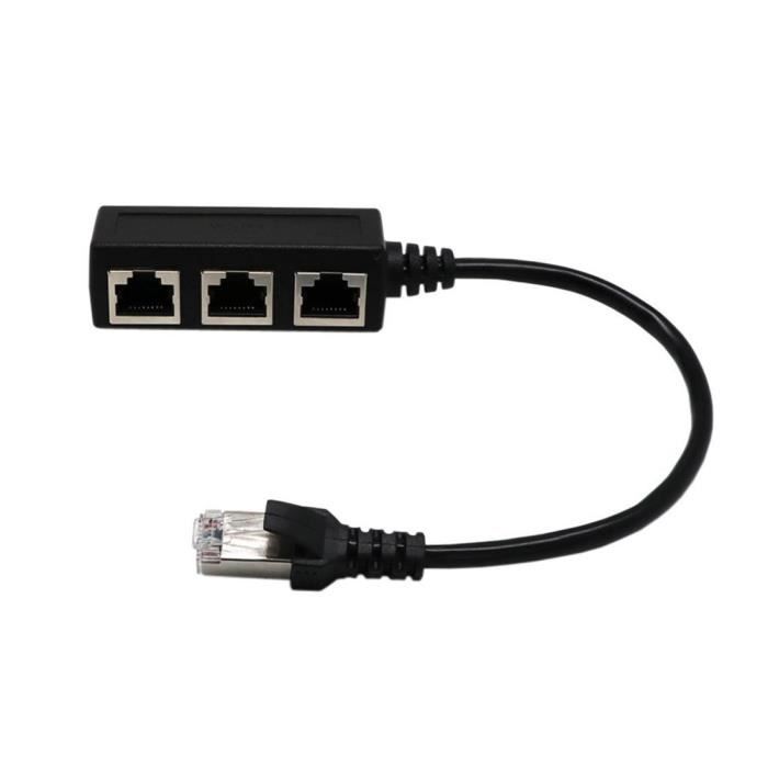 Adaptateur de répartiteur RJ45, Câble Ethernet RJ45 CAT5 6 Port LAN 1 à 2  façons femelle Splitter adaptateur connecteur Noir - Cdiscount Informatique