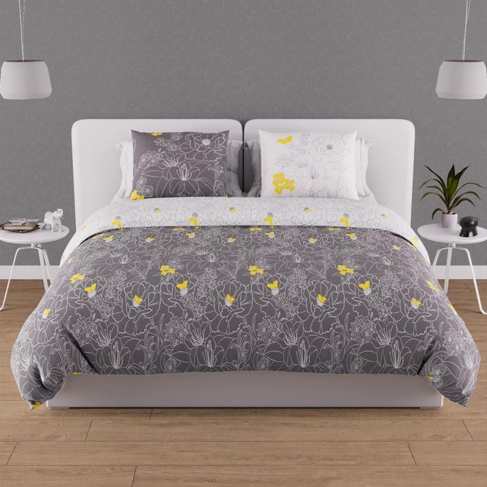 Parure Housse de couette 240X220 cm LISA Anthracite 57 fils/ cm2 par Soleil dOcre