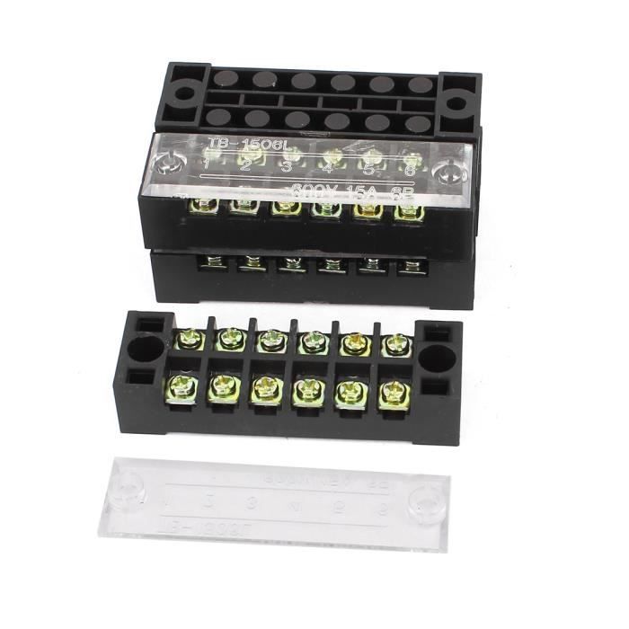 5 Pcs 600V 15A Double rangée 6P Vis Connecteur Electrique barrière Borne