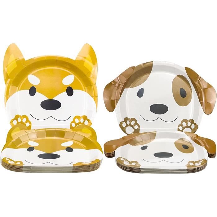 Assiettes En Papier Forme Chien - 40 Pièces Pour Fête D'anniversaire Thème Animal