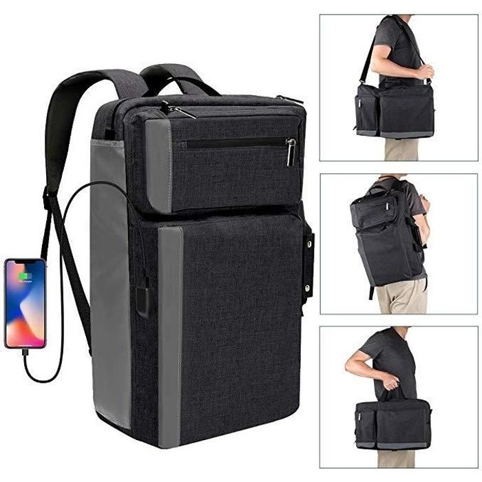 Sac à Dos Ordinateur 17.3 Pouces Imperméable Sacoche PC Portable Sacs a Dos  Grande Capacité Sac à Dos de Voyage avec Chargement USB Gris - Cdiscount  Bagagerie - Maroquinerie