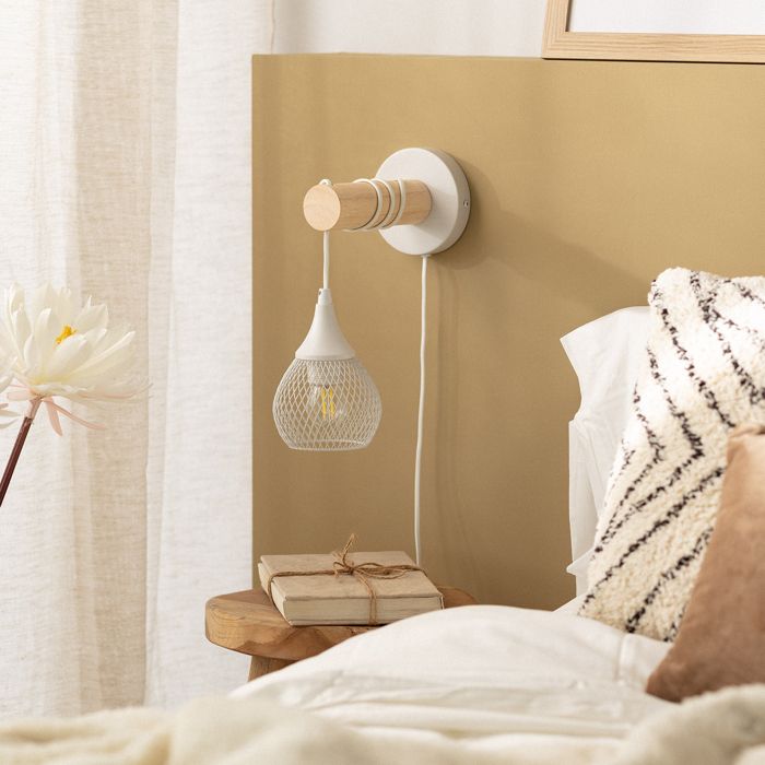 Lampe Murale Bois et Métal Monah Blanc