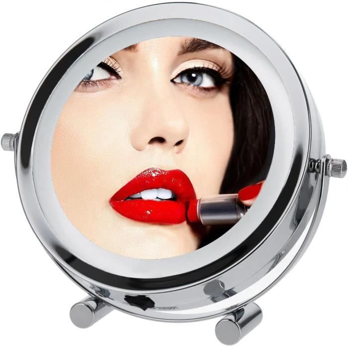 Miroir De Maquillage Mural LED Rotatif 360° – Grossissement 3x Et 5x, éclairage Réglable Chaud/froid – Pour Salle De Bain