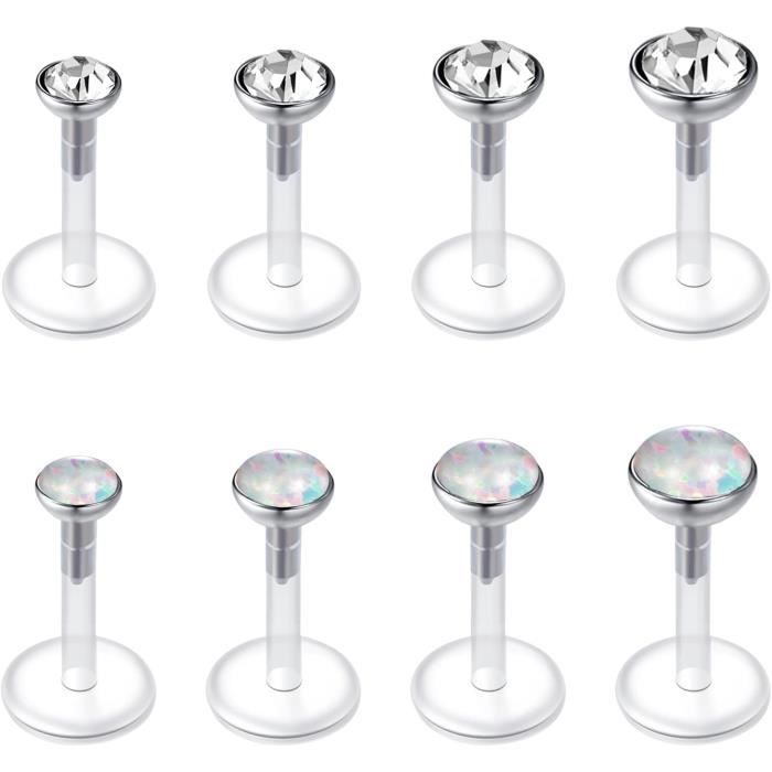 Kit 15 Borchie Labret In Plastica Bioflex Vcmart - Per Labbra, Tragus, Helix | 16G 1.2mm 8mm Trasparenti - Foto 9