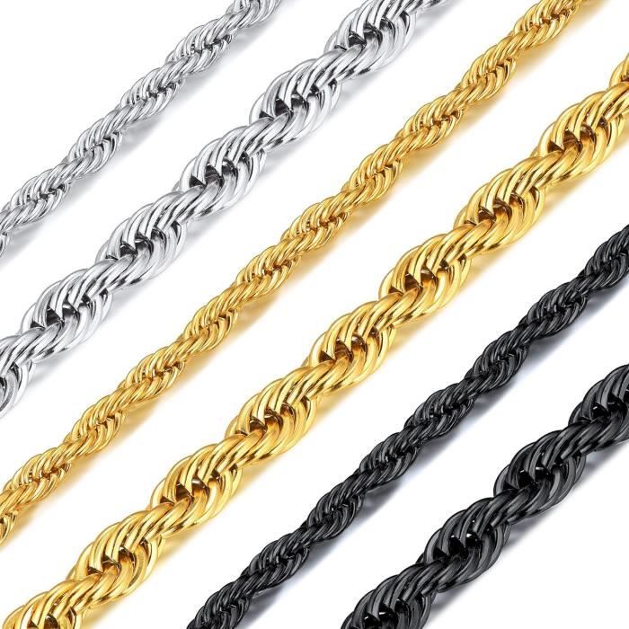 Collana Intrecciata Power Energy Sports 3 Corde Baseball Softball, Nero/bianco, 18-20 Pollici