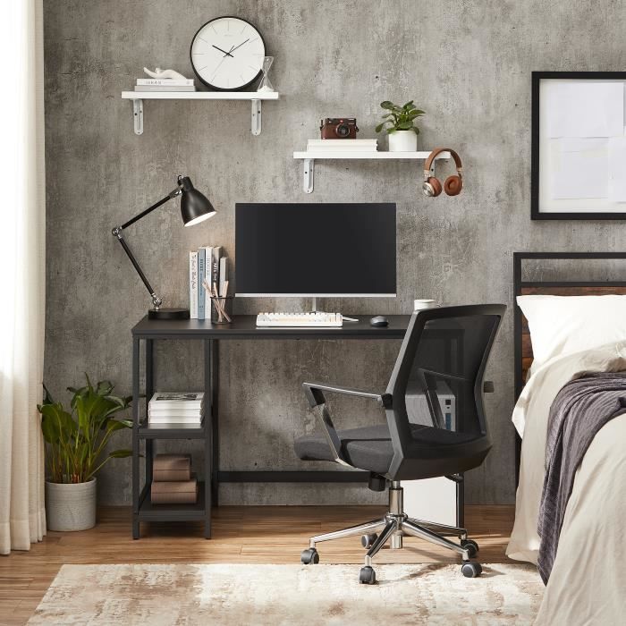 Bureau Table Informatique Style Moderne pour Bureau à Domicile Chambre à Coucher Salon 120 x 60 x 76 cm Noir Boisé