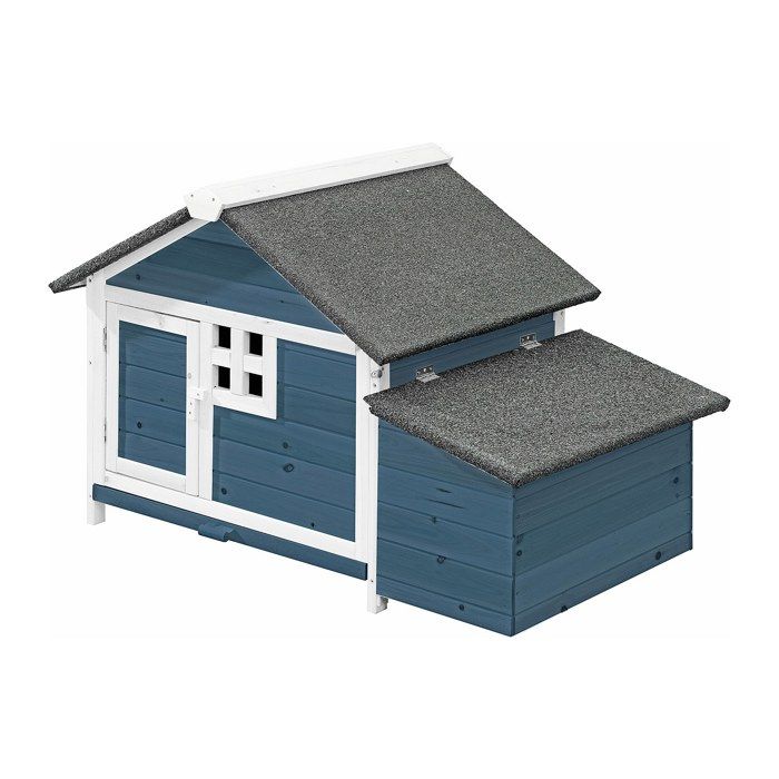 Comparer les prix de Poulailler en bois avec pondoir - 2 poules - L. 106 x P. 64 x H.71 cm - Bleu et Blanc - ANSER