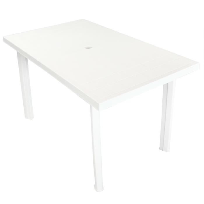 vidaXL Table de jardin 126*76*72 cm en Plastique Blanc