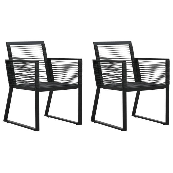 "Top" Chaises de jardin JILI - Fauteuil d'extérieur 2 pcs Noir Rotin PVC,12,76 Kg