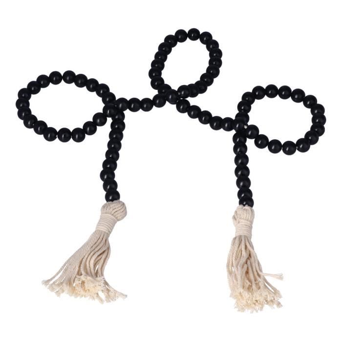 Lot De 4 Guirlandes De Perles En Bois Et Coton - Décoration Bohème Pour Poignées De Porte D'Armoire, Tiroirs Ou Suspension Murale
