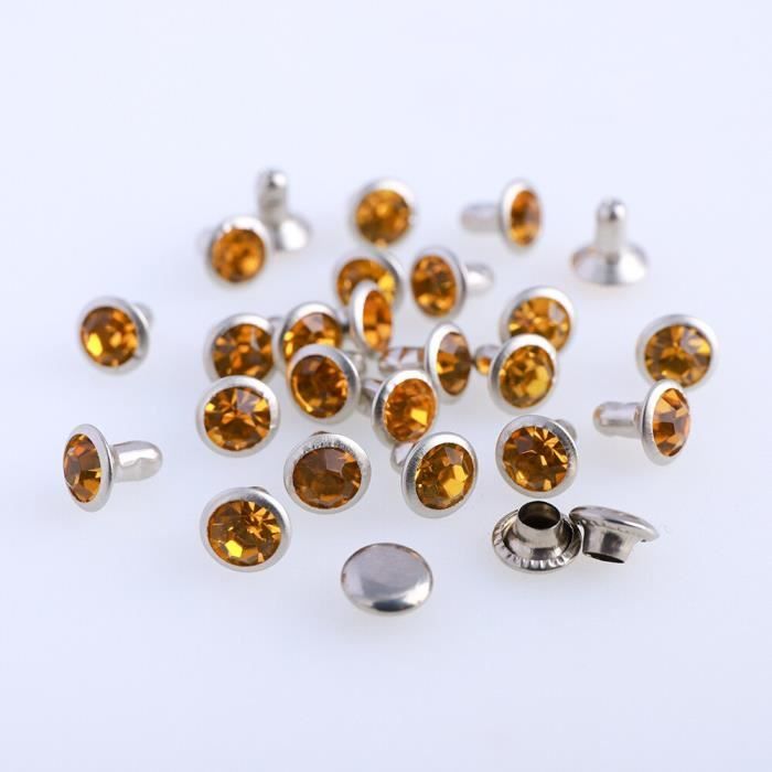 280 Rivets Strass Transparents - 7 Tailles (5-11mm) - Platine Et Or - Pour Cuir Et Vêtements Goujons Métal Double Cap 280 Rivets Strass Transparents - 7 Tailles (5-11mm) - Platine Et Or - Pour Cuir Et Vêtements Goujons Métal Double Cap