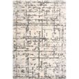 Tapis à Poils Longs Carpeto Descente de Lit - Creme-Gris - Motif Abstrait - Tapis Shaggy Doux Modernes -60x90cm[254]-1