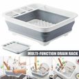 Accessoires de cuisine,Égouttoir à vaisselle pliable-égouttoir à vaisselle-crépine caravane tasses assiettes - Type Black-1