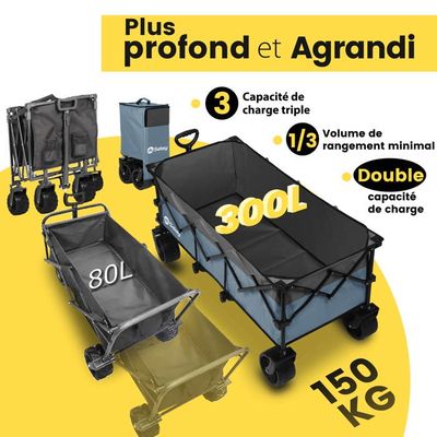 Chariot Jardin Juskys 550kg - Pliable Avec Bâche Et Gants, Pneus Gonflables