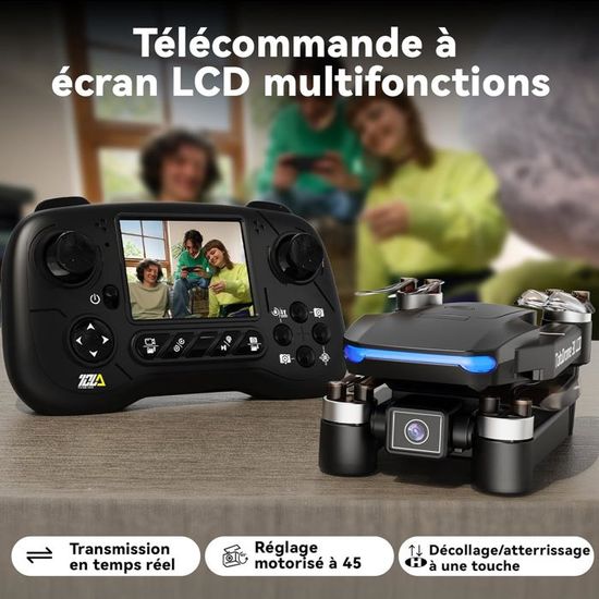 Toladrone Drone Avec Caméra Et écran LCD – Moteurs Sans Balais, Transmission Image Numérique, Décollage 1 Touche, 360° Flip, Batterie 1800mAh, Pliable, Débutant