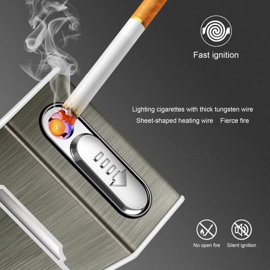 tui  Cigarettes avec Briquet en Aluminium lectronique Bote  Cigarettes  Porte-Cigarettes pour Femme Homme, Noir ou Or - Cdiscount Au quotidien
