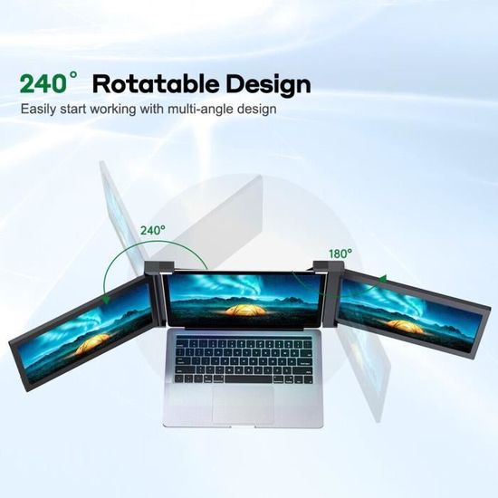Triple écran Portable 14" Pour Ordinateur Portable - FHD 1080p IPS, Ultra Mince 0.4cm - USB-C/HDMI - Compatible MacOS Et Windows