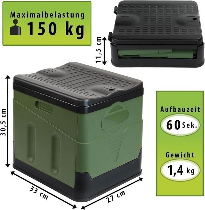 Toilette Portable Pliable Camping - Capacité 150 Kg, Avec Sacs Et Gel Absorbant, Dimensions 36.5x31.5x32.5 Cm