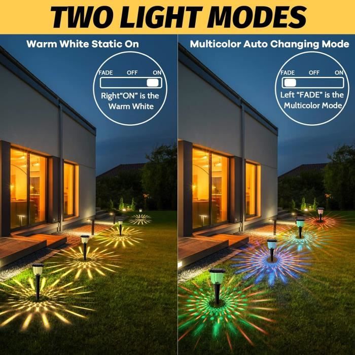 Lot de 2 Lampe solaire exterieur ,Etanche IP65, 2 Modes Eclairage Extérieur  Sans Fil Sécurité Solaire pour Allée Jardin Chemin - Cdiscount Maison