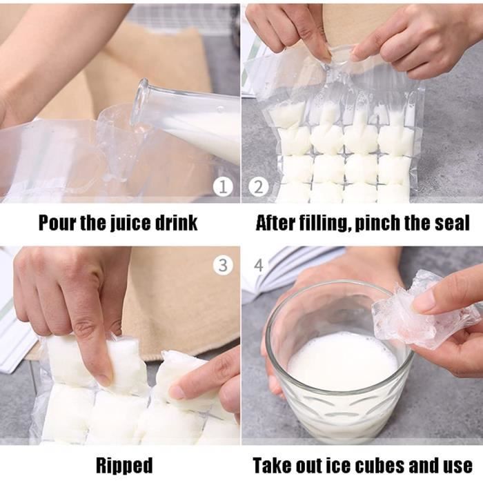 cube glace sacs congélateurs sacs à glace auto-scellant jetables peut faire  un sac de glaçons pour boire odeur sans odeur de