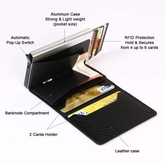 Porte-Cartes De Visite En Cuir Avec Fermeture Magnétique - Compact, Léger, Style Professionnel - Noir - 7