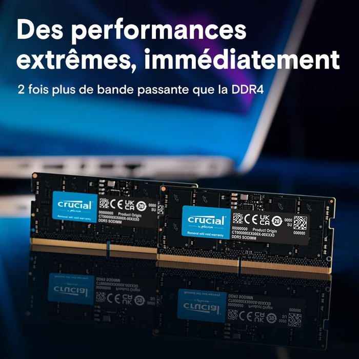 Crucial 64GB Kit 2x32GB DDR5-5600 SODIMM - Cdiscount Informatique