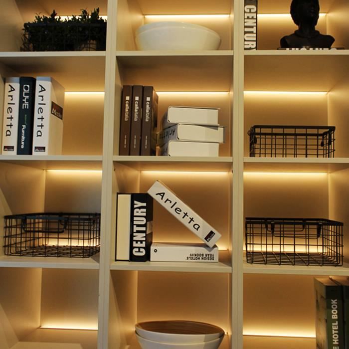 Barre lumineuse LED sous armoire, faisceau invisible intégré, oblique,  bibliothèque, armoire, étagère, couche d'éclairage cachée