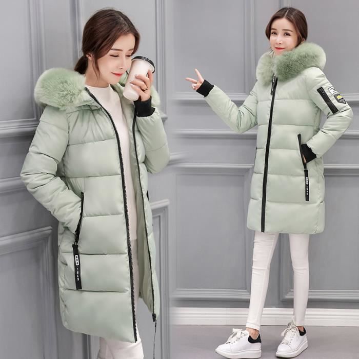 Manteau D'Hiver Femme Léger Et Chaud - Coupe Longue Lâche Avec Col Montant - Coton Doux Avec Poches